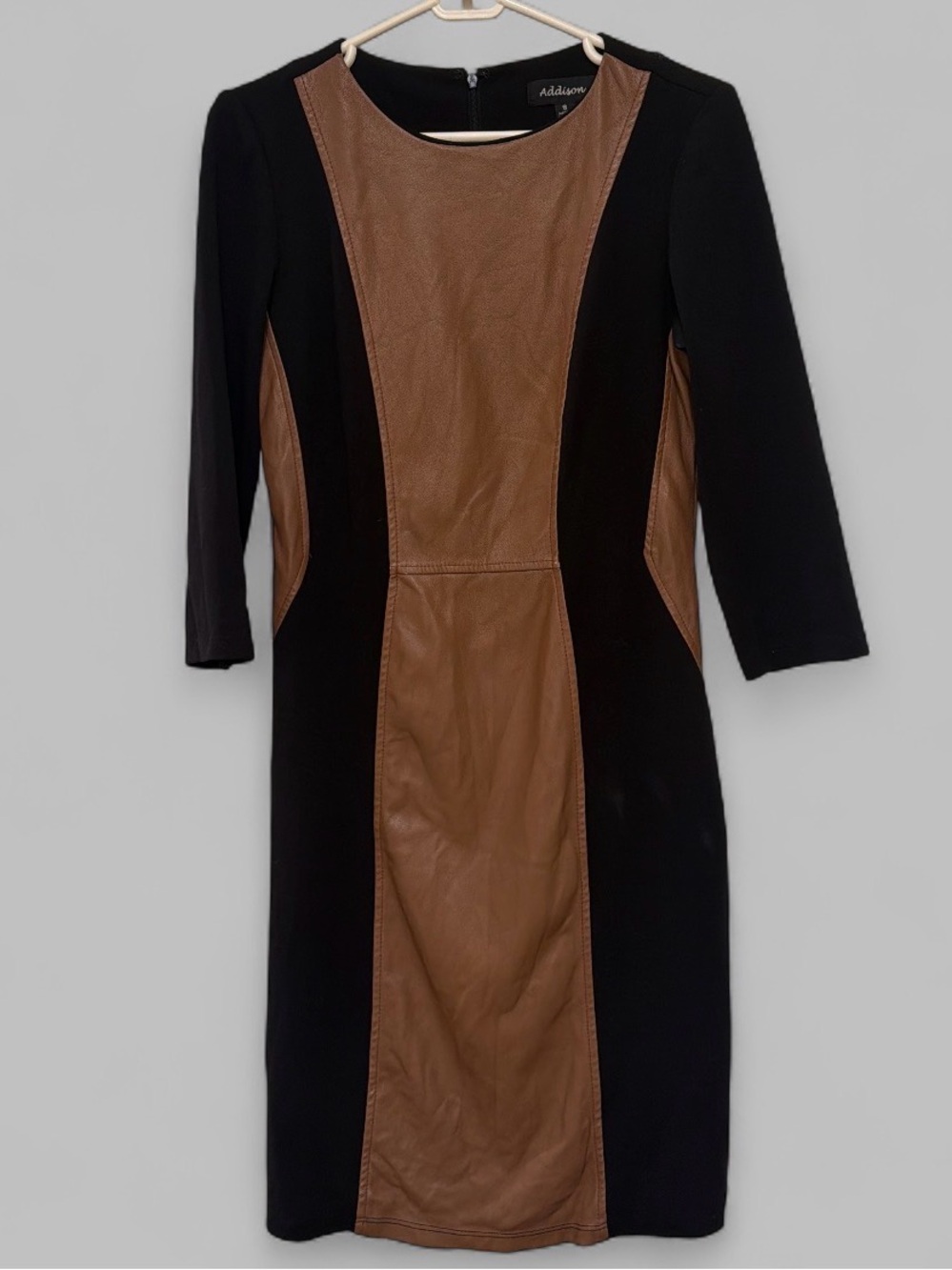 Addison Black & Brown Color-blocked Faux-Leather Panel